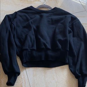 black cropped crew neck